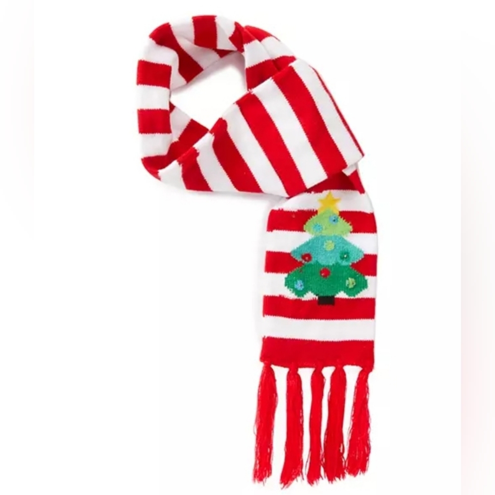 Winter Wonder Lane Red & White Christmas Tree Light-Up Scarf New
